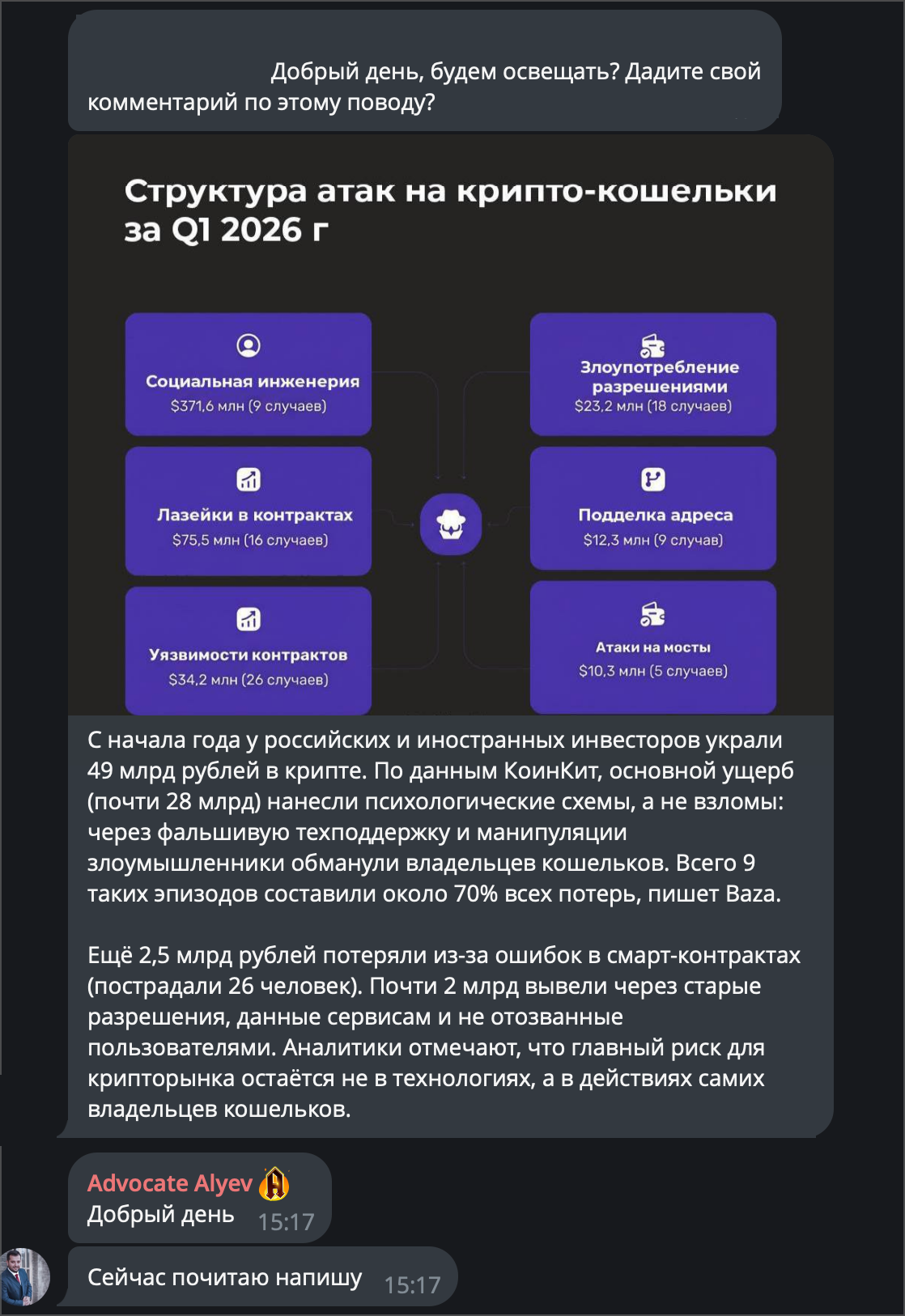 Редакционный запрос по новости о мошенничестве с криптокошельками