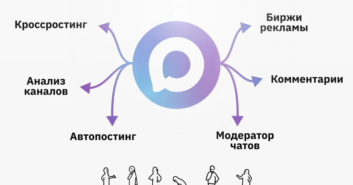 Обложка каталога сервисов для МАКС в 2026 году — иконки инструментов на фиолетовом фоне